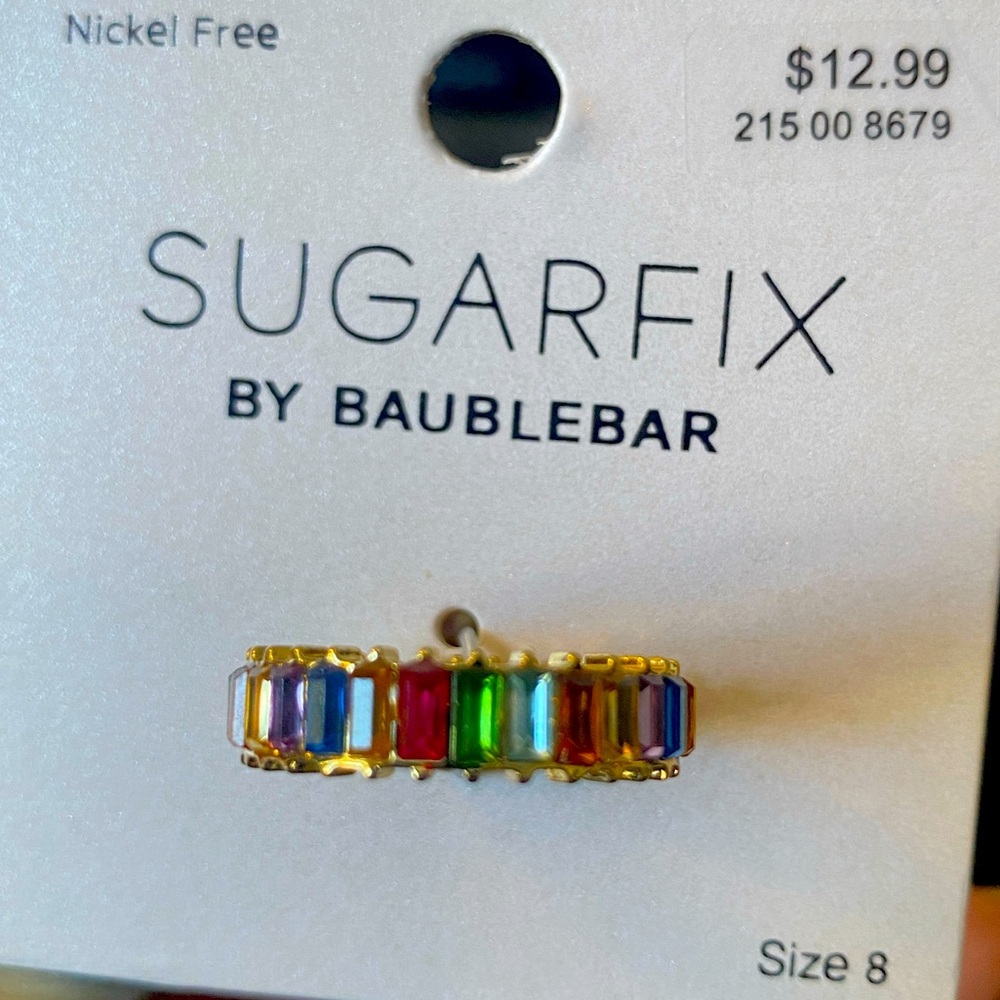 Brand New Bauble Bar Multi-Colored Gem Ring sz 8